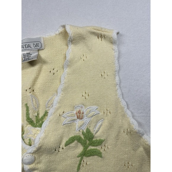 Mandala Day Yellow Embroidered Floral Vest  Rame Cotton  Size L/G  Boho Chic - Picture 5 of 12